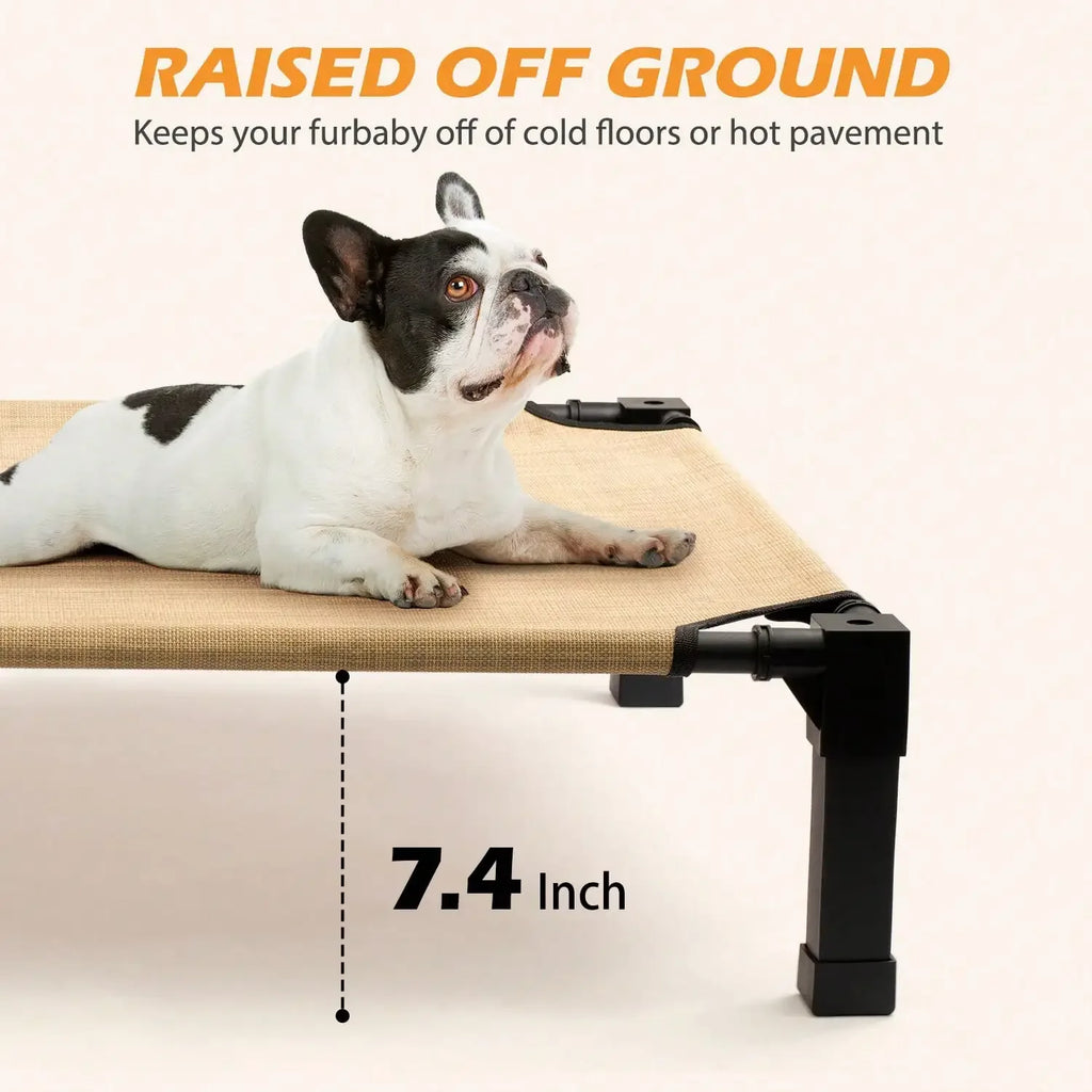 Upgraded Elevated Dog Bed- Portable Outdoor Dog Cot For Large Pets, Stable Anti-Slip Feet,Breathable Mesh, Easy Assembly For Camping, Beach, Patio, Indoor Use, Outdoor Dog Bed, Camping Pet Gear