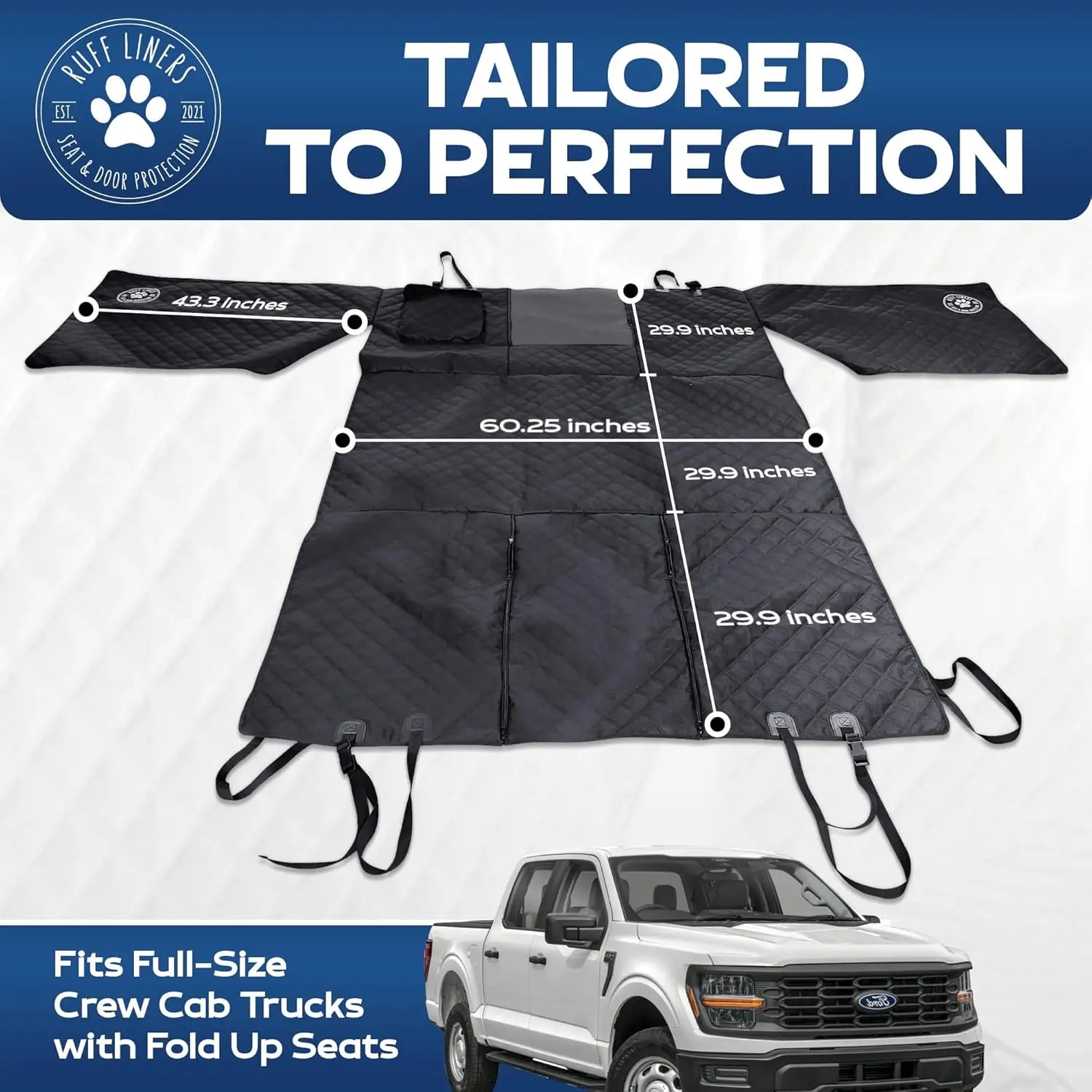 XL Waterproof Dog Hammock for Full-Size Crew Cab Trucks with Door Protection, Machine Washable