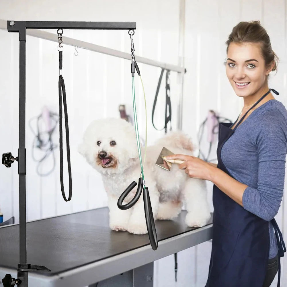 Bracket Arm with Restraint Rope, Telescopic Pet Grooming Stand with Sling