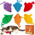 Handmade Crochet Catnip Mice Toys, 6-Pack Interactive Chew Toys for Indoor Kittens with Natural Catnip Blend
