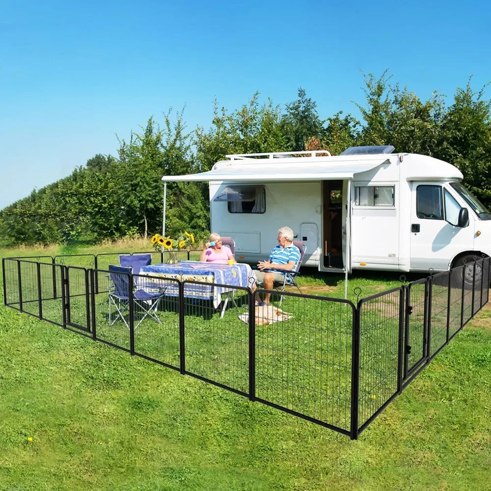 Dog Playpen, Outdoor Extra Wide 32 Piece Panels, Heavy Duty Dog Fence 40" Height Anti-Rust with Doors, Portable for RV Camping