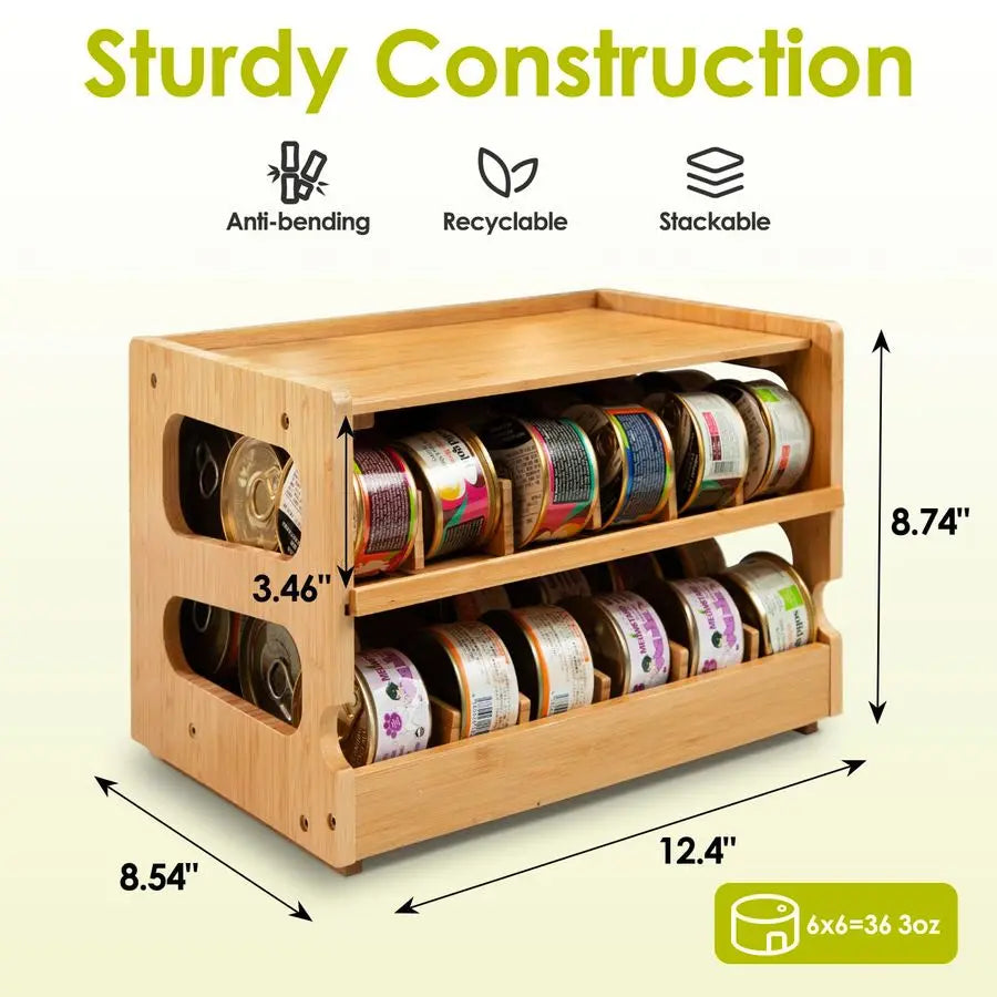 Cat Food Organizer, Pantry, Cat Food Storage, Bamboo