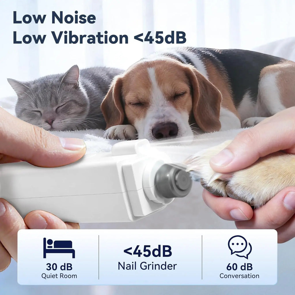 2-in-1 Dog Nail Clippers & Grinder with Light, Quiet Electric Pet Trimmer for Dogs & Cats, Rechargeable, 3 Speeds