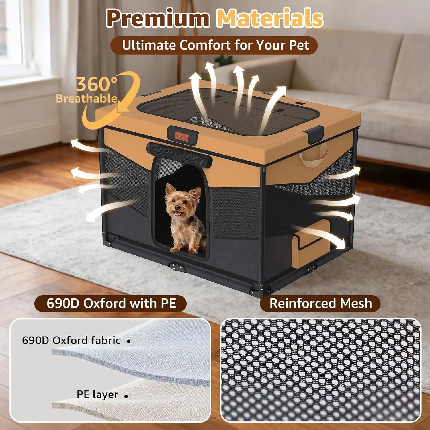 Foldable Pet Playpen for Small Dogs & Cats - Indoor/Outdoor Portable Crate with Washable Fabric, Sturdy Steel Frame
