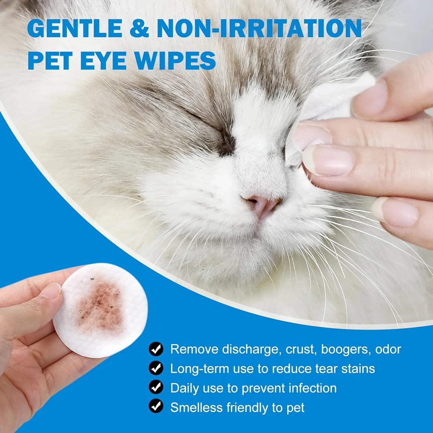 200pcs Pet Eye Wet Wipes For Dogs & Cats - Gently Remove Tear Stain, Debris, Discharge
