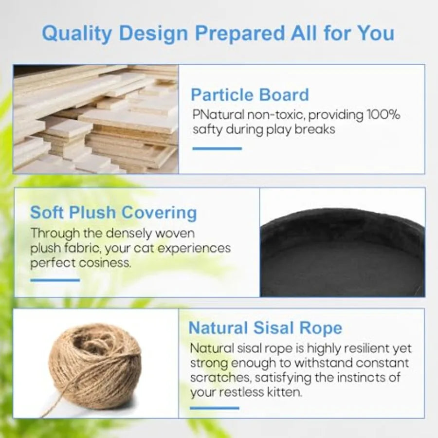 Cat Tree Tower, Multi-Level Indoor Activity Center, Sisal Scratching Posts, Condos, Plush Perches