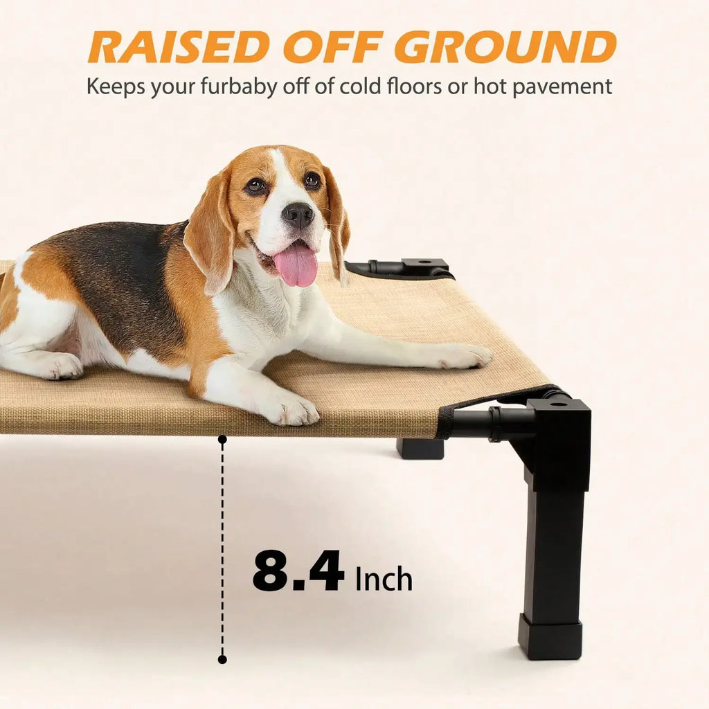 Upgraded Elevated Dog Bed- Portable Outdoor Dog Cot For Large Pets, Stable Anti-Slip Feet,Breathable Mesh, Easy Assembly For Camping, Beach, Patio, Indoor Use, Outdoor Dog Bed, Camping Pet Gear