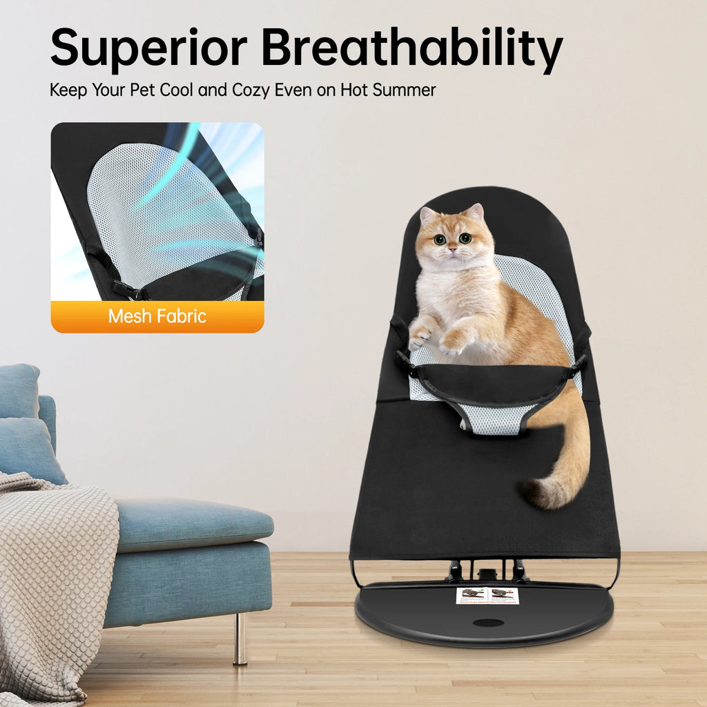 Pet Rocker, Bed Foldable, Rocking Chair Adjustable Height, Breathable, Stainless Steel Bracket