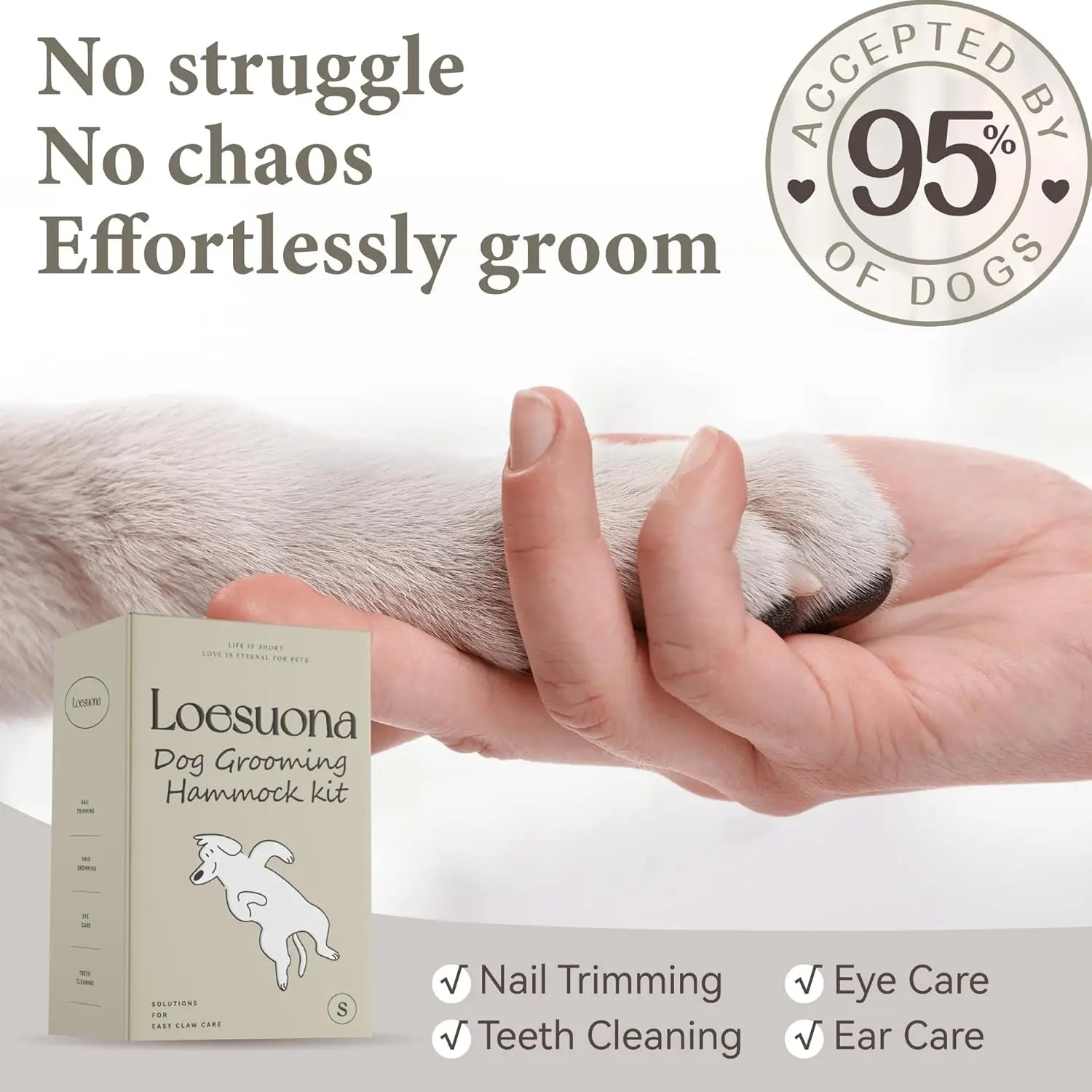 Dog Grooming Hammock for Nail Trimming, Cat Sling with Clippers for Small Pets
