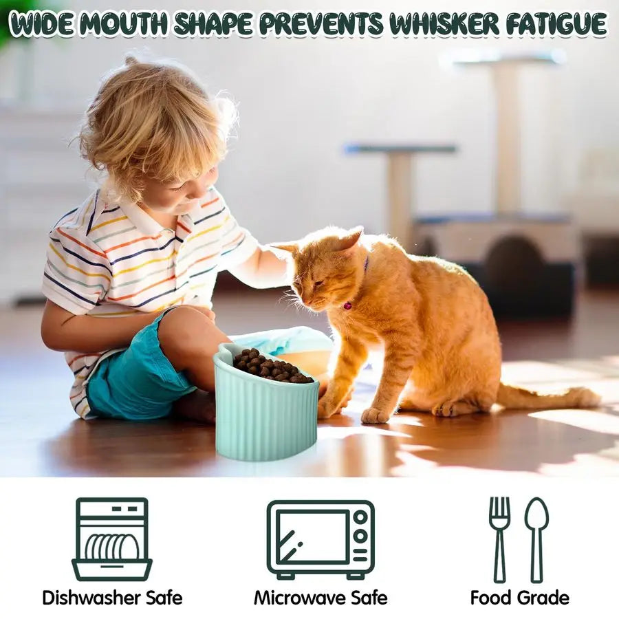 4 Pcs Elevated Cat Food Bowls, Ceramic Raised Cat Bowls