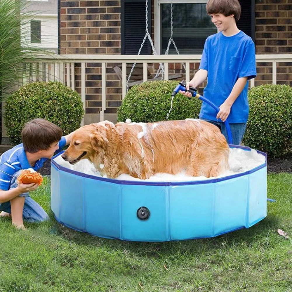 Dog Swimming Pool or Pool Cover Portable Plastic Pool Grooming Tub, Scratch Resistance