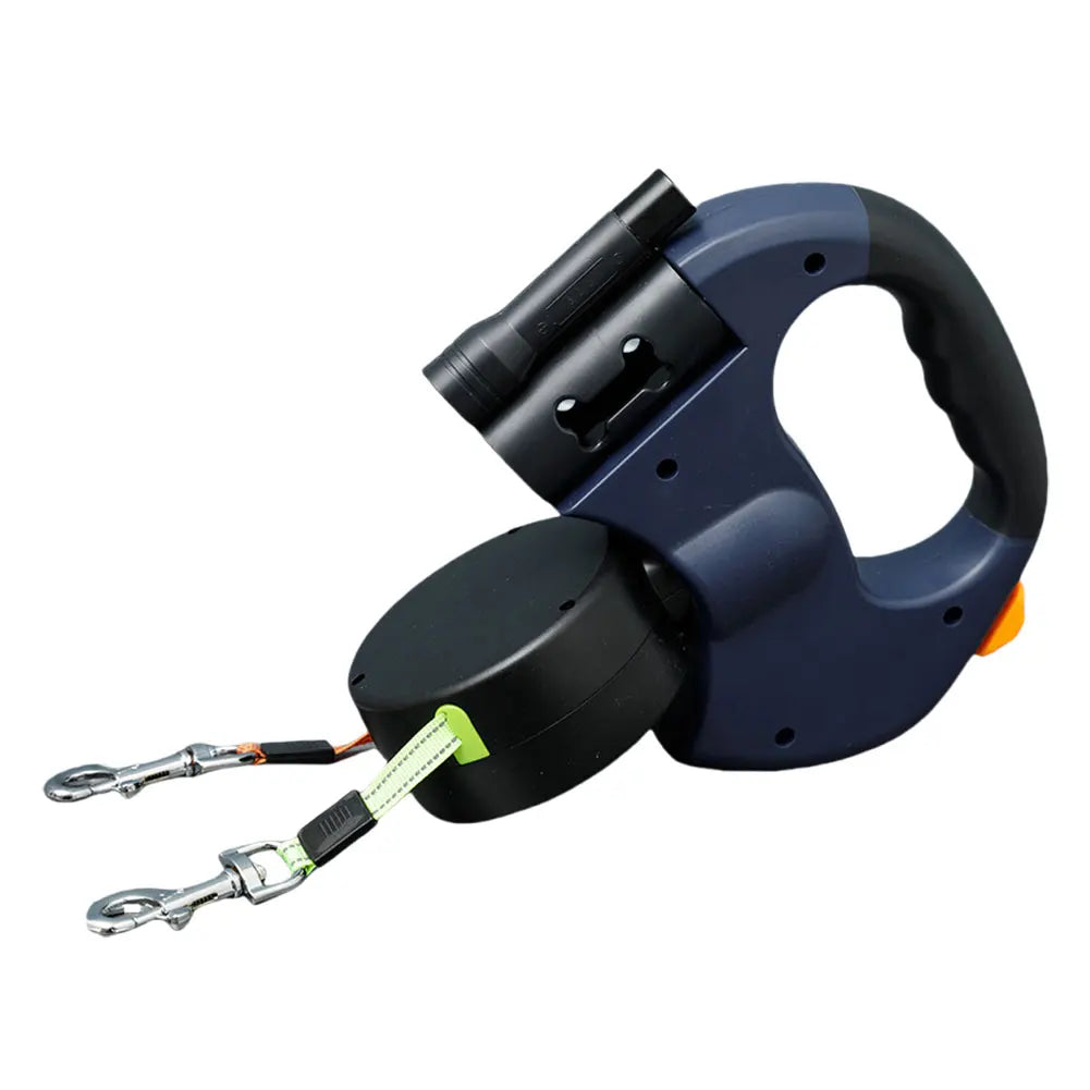 Double Headed Dog Leash, Traction Rope with LED Light, Retractable for Small, Medium Dogs