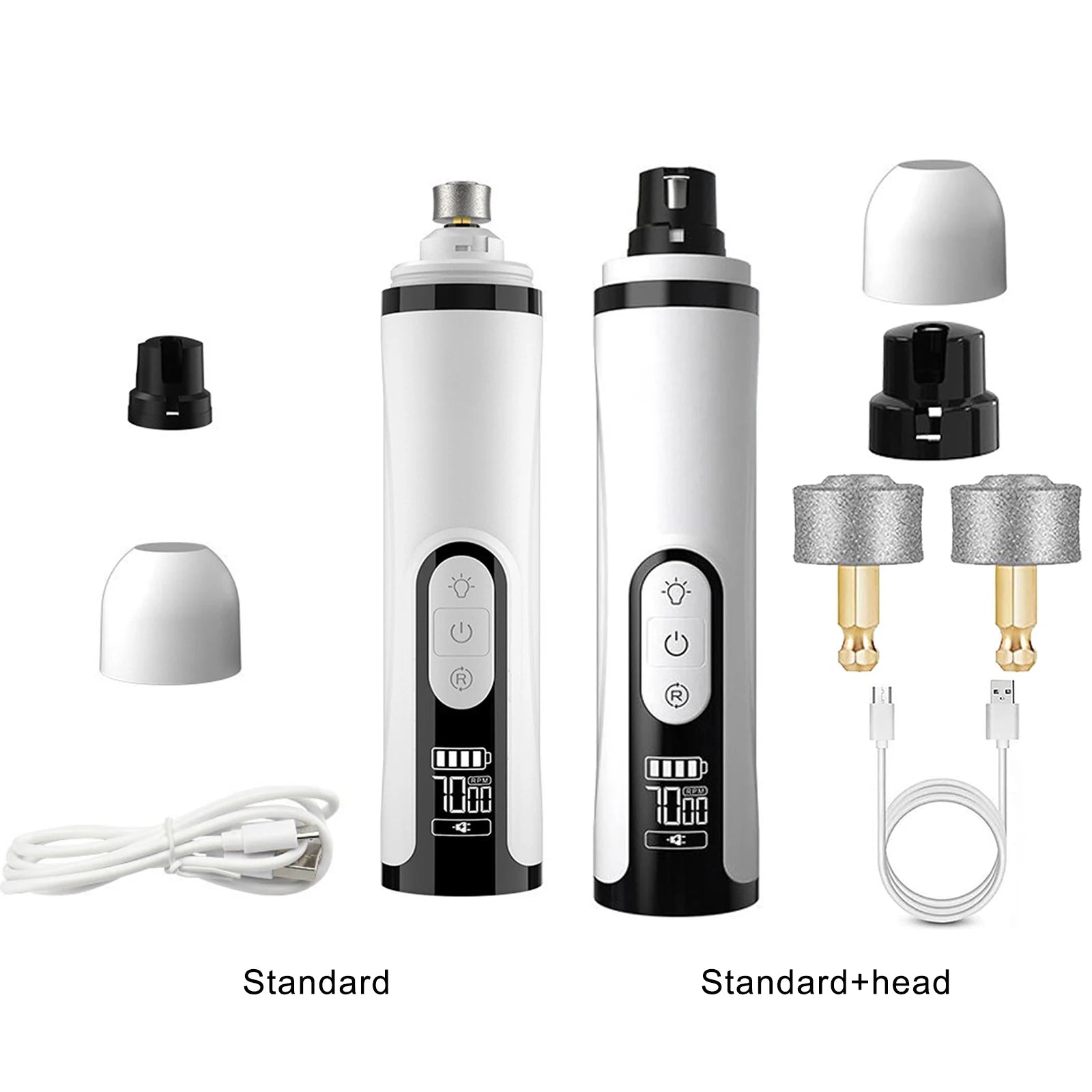 Electric Pet Nail Grinder, Rechargeable, Quiet, Suitable for Small, Middle and Large Dogs and Cats