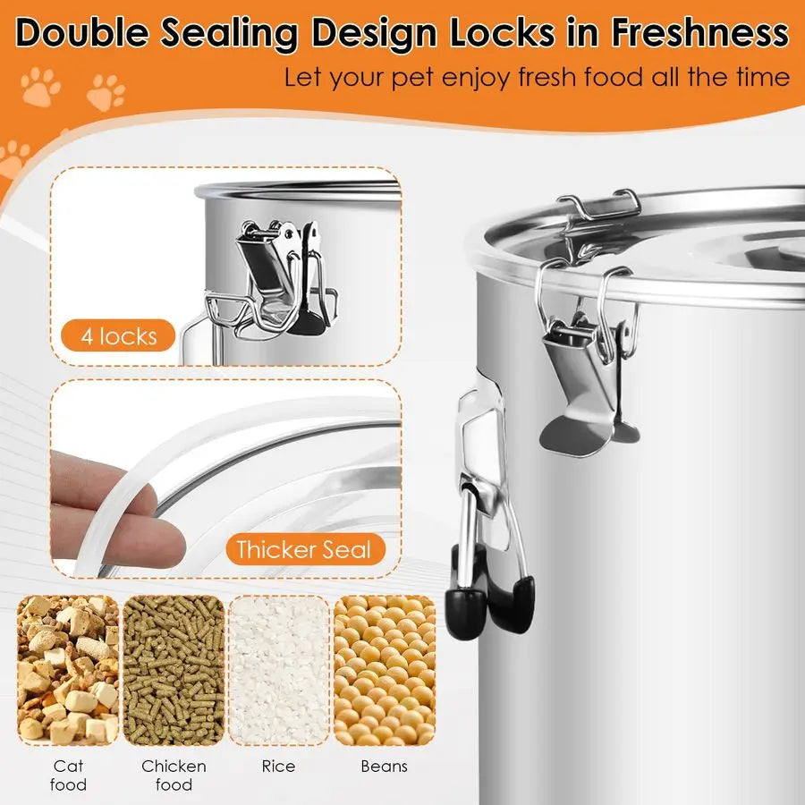 Steel Dog Food Storage Container, Airtight Storage Container with Lid to Keep Fresh