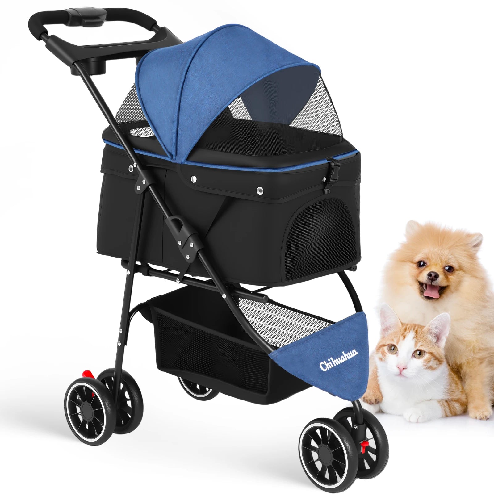 Pet Stroller For Small Pets, Portable Dog Stroller, Foldable, Carrier