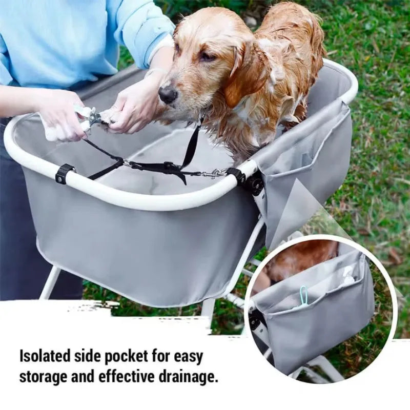 Elevated Dog Bath Tub for Bath Shower Grooming ,Foldable Pet Dog Bathing Station Adjustable, Ideal For Medium To Large Pets