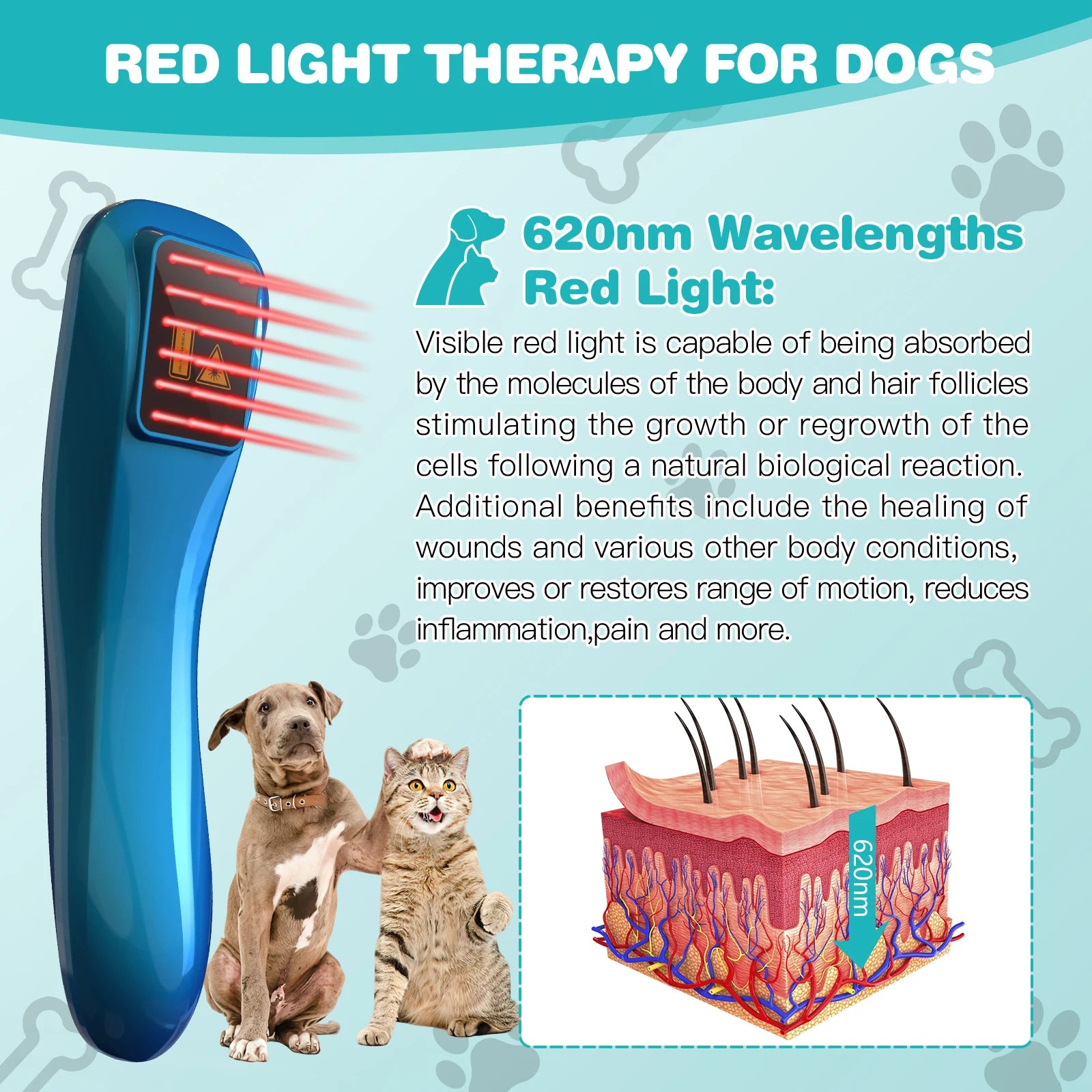 KTS Laser Therapy for Dogs 18*620nm, Portable Red Light Therapy, Veterinary Equipment for Joint Muscle Pain Relief & Inflammation