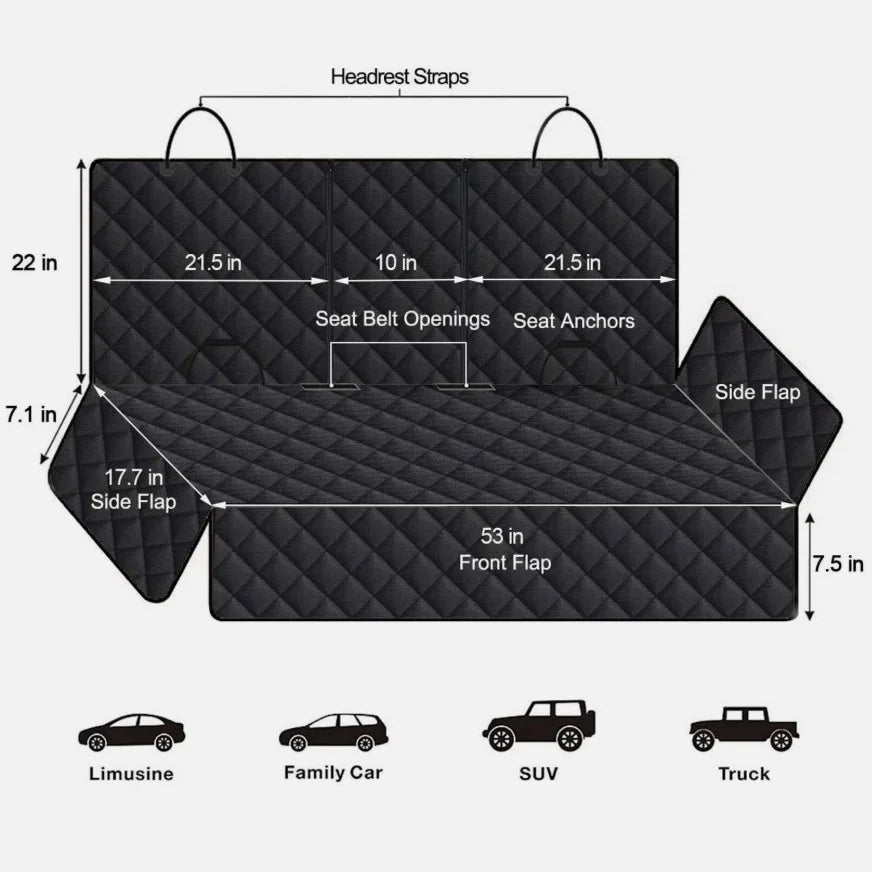Universal Back Seat Cover For Dogs & Cats, Waterproof, Auto, SUV, Truck, Rear Seat Protector Mat, Nonslip, Safety.