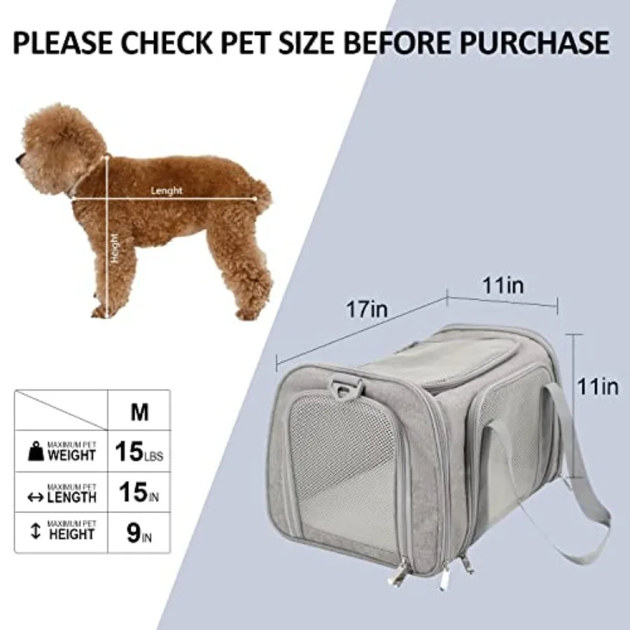 Pet Carrier For Small/Medium, Up To 15lbs, TSA Airline Approved