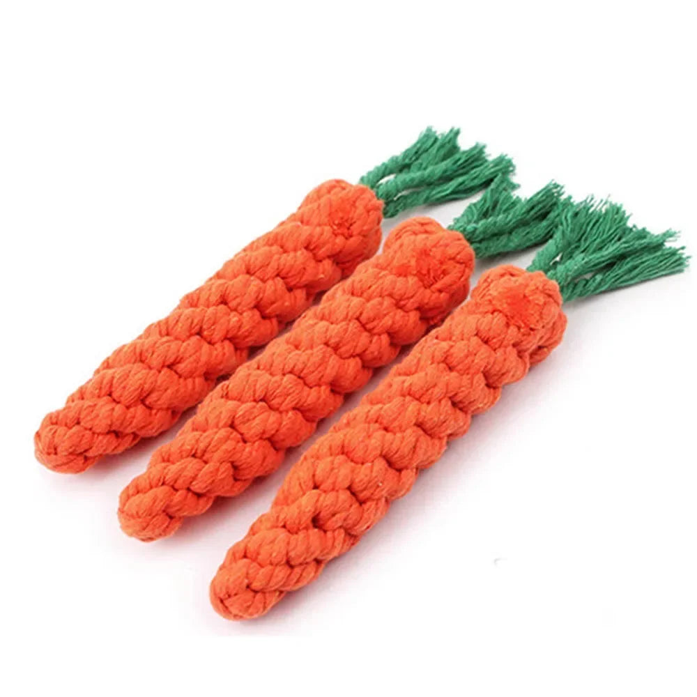 1Pcs Carrot Dog Bite Rope, Safe Durable, Braided Bite Dog Chew Toy, Molar Cleaning Teeth Cotton Rope
