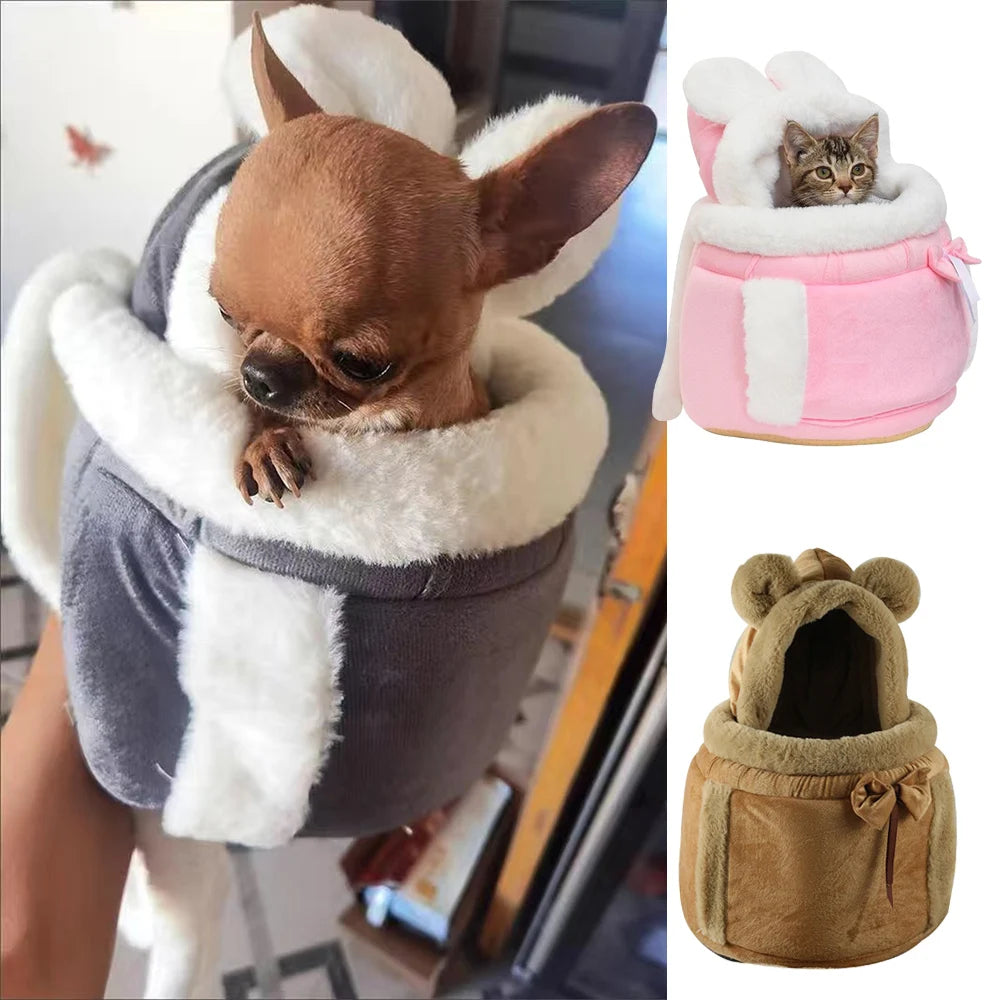 Outdoor Travel Chihuahua Puppy Dog Carrier, Backpack, Winter Warm Pet Carrying Bags for Small Dogs, Cat Nest