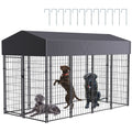 Large Dog Kennel, Outdoor Dogs, Welded Wire Kennels and Runs Crates for Yard with Stakes Water Proof, Cover Canopy