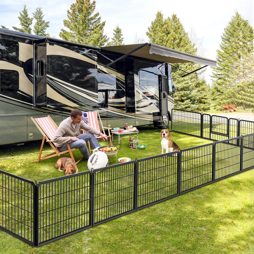 16 Panel Foldable Metal Pet Exercise Pen, 24 Inch Perfect for Outdoors, Yards and Camping, Puppy Containment Fence