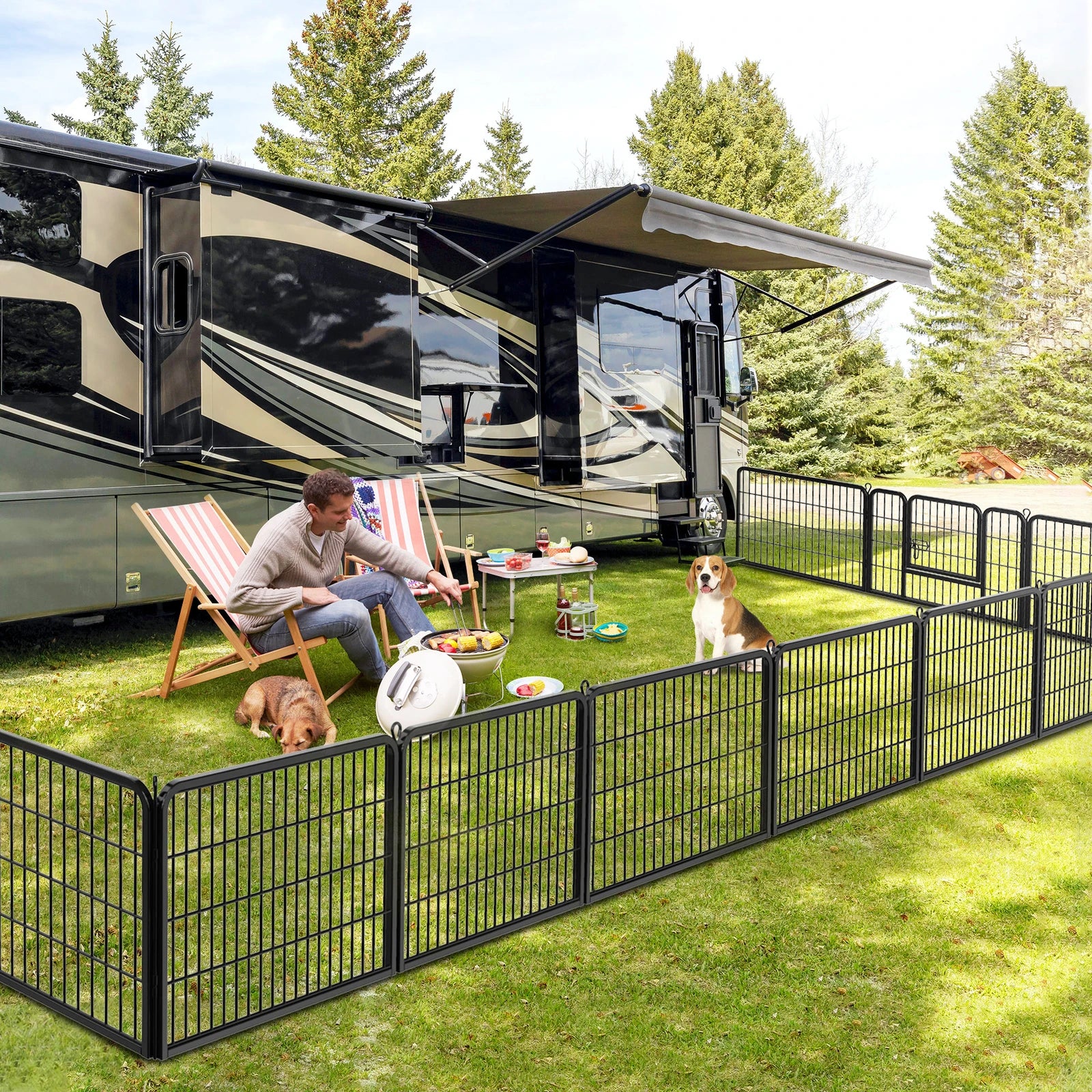 16 Panel Foldable Metal Pet Exercise Pen, 24 Inch Perfect for Outdoors, Yards and Camping, Puppy Containment Fence