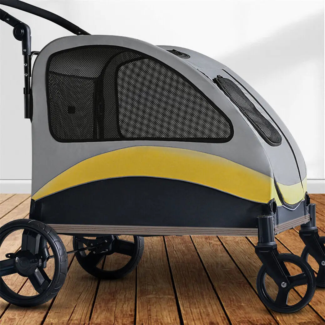 Heavy Duty Dog Stroller, Foldable Pet Trolley Carrier Double Door Jogger Cart for Large Dogs, Outdoor Walking Exercise 30 Inch
