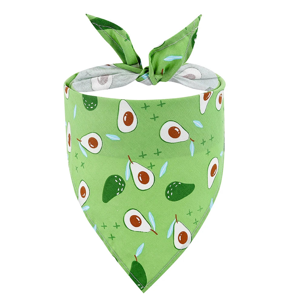 Dog Bandana Fruit, Floral, Washable, Soft.  Adjustable for Small, Medium and Large Dogs