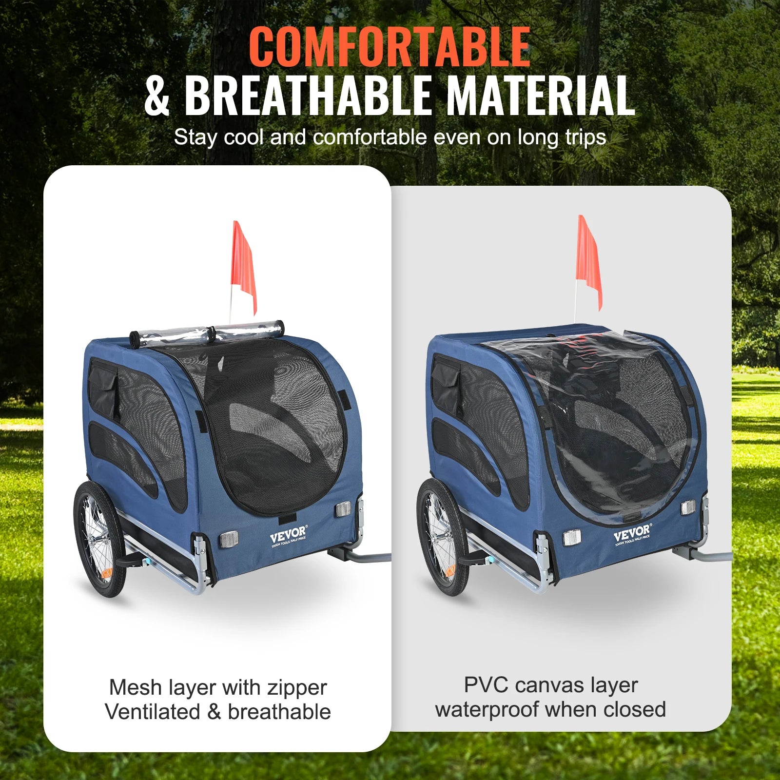 SucceBuy 100lbs Pet Cart, Bicycle Carrier, Bike Trailer with Coupler, Reflectors, Flag, Collapsible to Store for Dogs Travel