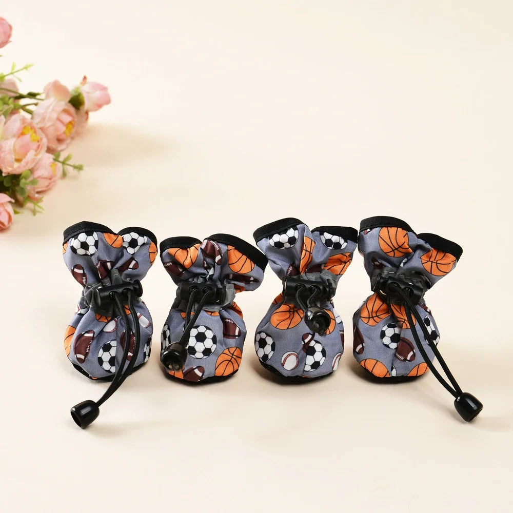 4pcs Pet Dog Shoes, Anti-slip, Soft Adjustable Paw Boots, Outdoor Sneakers