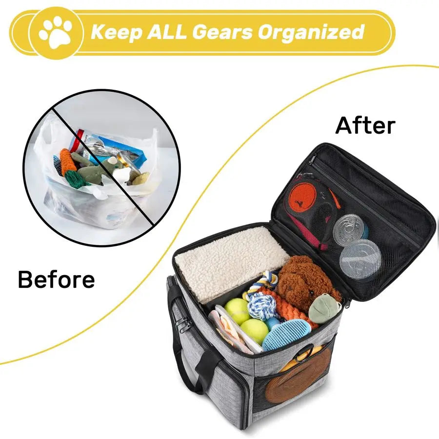 Dog Travel Bag Includes 2 Collapsible Containers