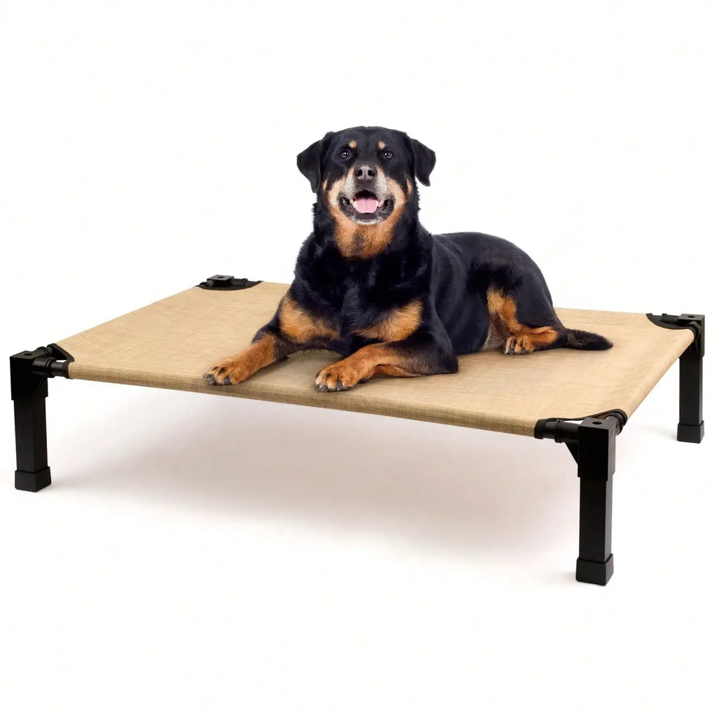 Upgraded Elevated Dog Bed- Portable Outdoor Dog Cot For Large Pets, Stable Anti-Slip Feet,Breathable Mesh, Easy Assembly For Camping, Beach, Patio, Indoor Use, Outdoor Dog Bed, Camping Pet Gear
