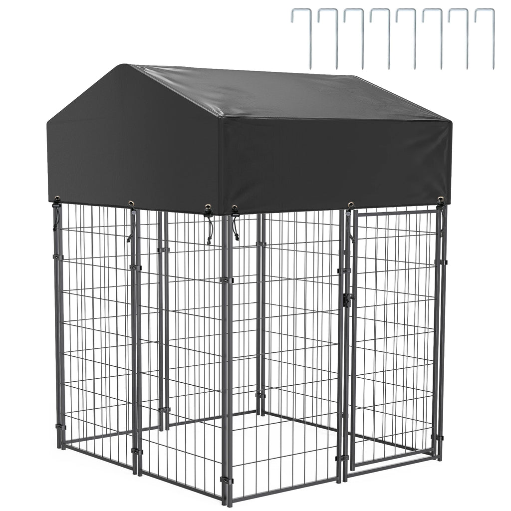 Large Dog Kennel, Outdoor Dogs, Welded Wire Kennels and Runs Crates for Yard with Stakes Water Proof, Cover Canopy