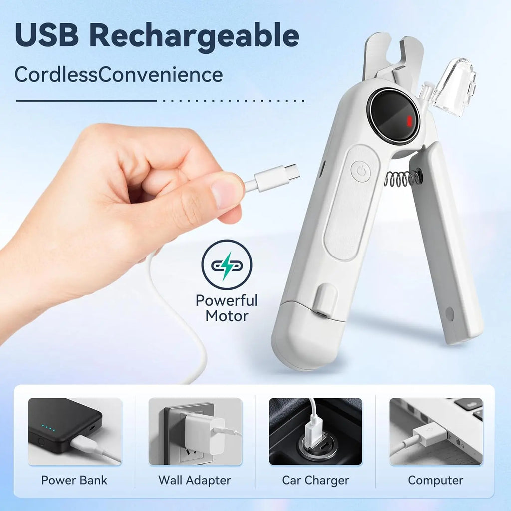 2-in-1 Dog Nail Clippers & Grinder with Light, Quiet Electric Pet Trimmer for Dogs & Cats, Rechargeable, 3 Speeds