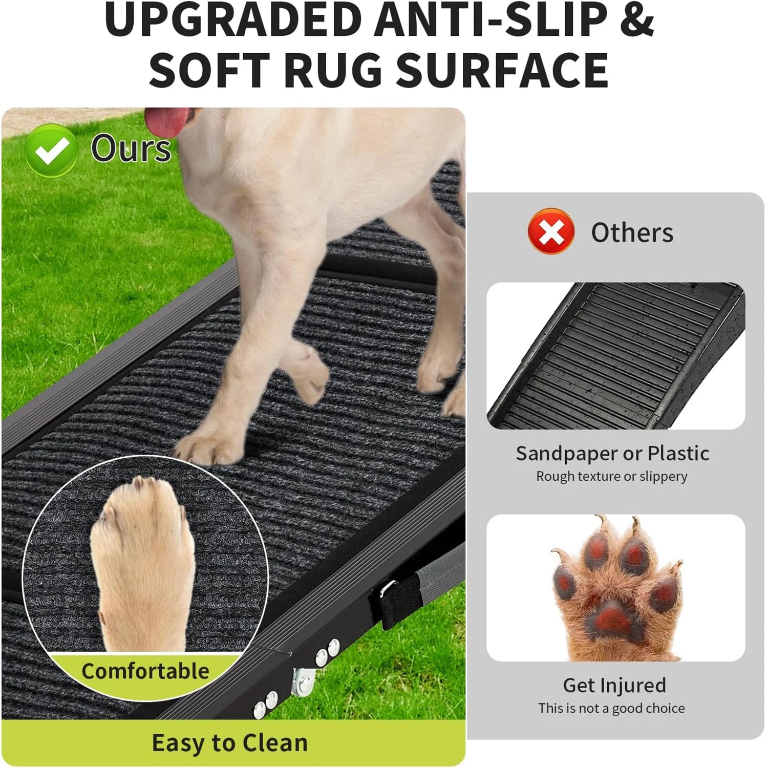 Upgraded Dog Ramp For Cars, Folding Pet Ramp For Large Dogs With Non-Slip Surface, Portable Outdoor Dog Ramp, Up to 250 LBS