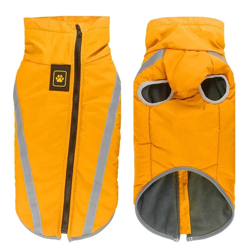 Waterproof Dog Clothes for Large Pets, Winter Warm Big Dog Jackets, Padded Fleece, Pet Coat Safety Reflective Design,