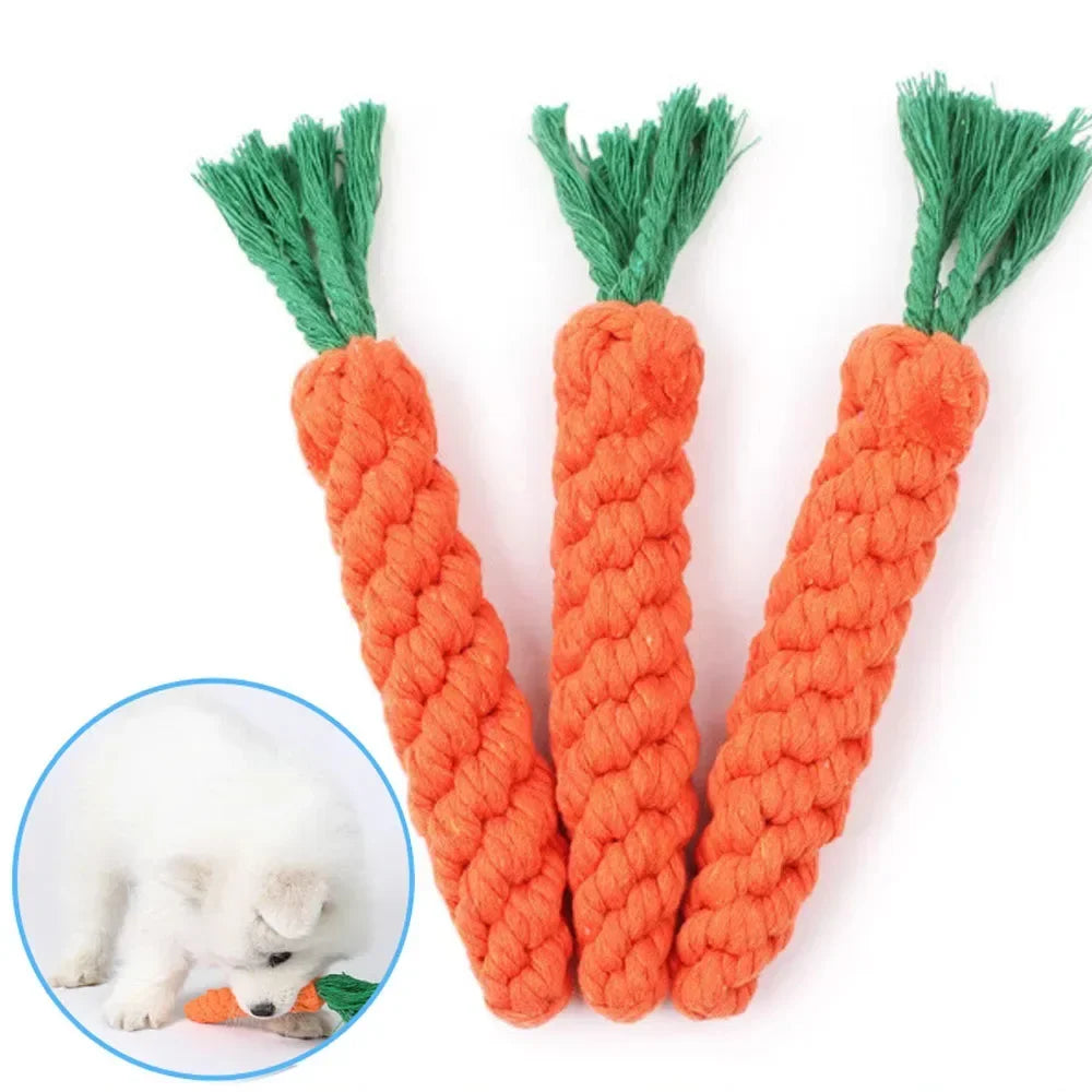 1Pcs Carrot Dog Bite Rope, Safe Durable, Braided Bite Dog Chew Toy, Molar Cleaning Teeth Cotton Rope