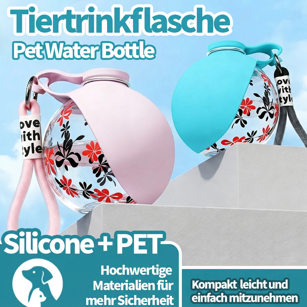 Portable Pet Water Bottle with Detachable Bowl, Cute Ball Shape - Leak-Proof & Compact, Travel Water Bottle -Stainless Steel & Silicon, Portable Travel Water Dispenser with Wrist Strap