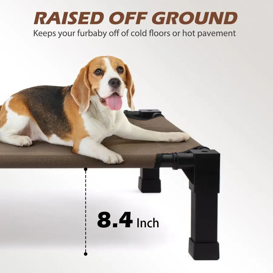 Elevated Dog Bed, Cooling Raised Pet Cot with Chew Proof Washable Breathable Mesh and Metal Frame, Portable Dog Cot Bed with NoS