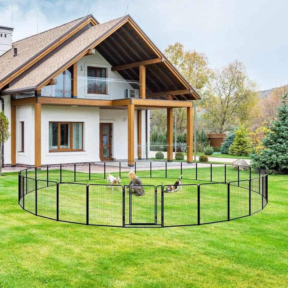Dog Playpen, Outdoor Extra Wide 32 Piece Panels, Heavy Duty Dog Fence 40" Height Anti-Rust with Doors, Portable for RV Camping