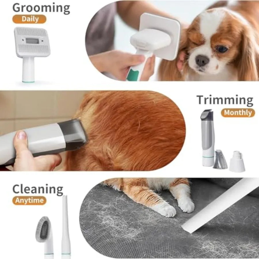 6-in-1 Grooming Vacuum Kit with Pet Clipper Nail Grinder.
