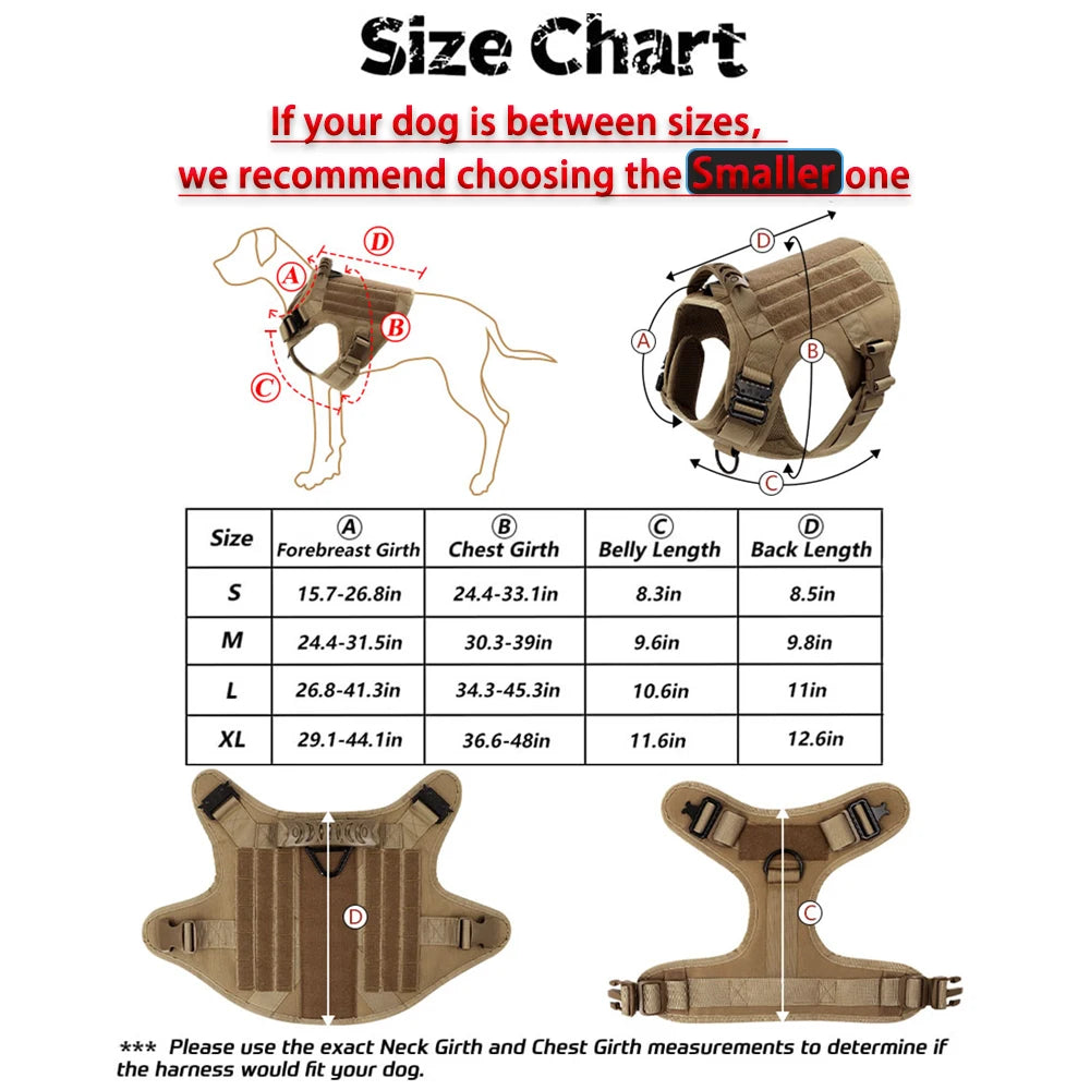 Large Dog Harness and Leash Set, Training Walking Vest Dog Harness and Collar for Medium/Large Dogs