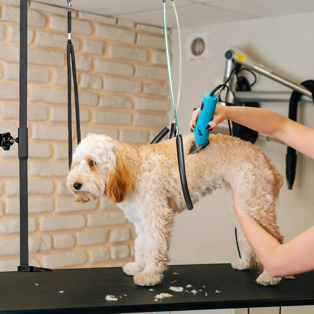 Bracket Arm with Restraint Rope, Telescopic Pet Grooming Stand with Sling
