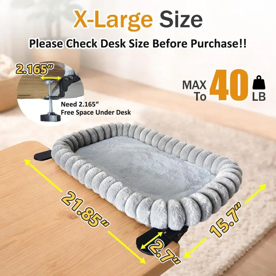 XLarge Cat Desk Bed 90 Foldable SpaceSaving Cat Beds, 2 Washable Covers Faux Rabbit Fur amp Cool Mesh, HeavyDuty Frame Supports