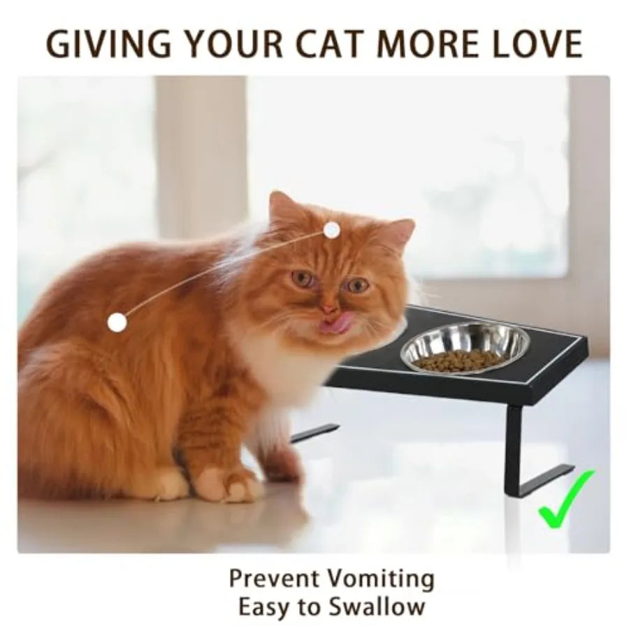 Cat Bowls Elevated Gothic, Non-Slip Stand, Stainless Steel