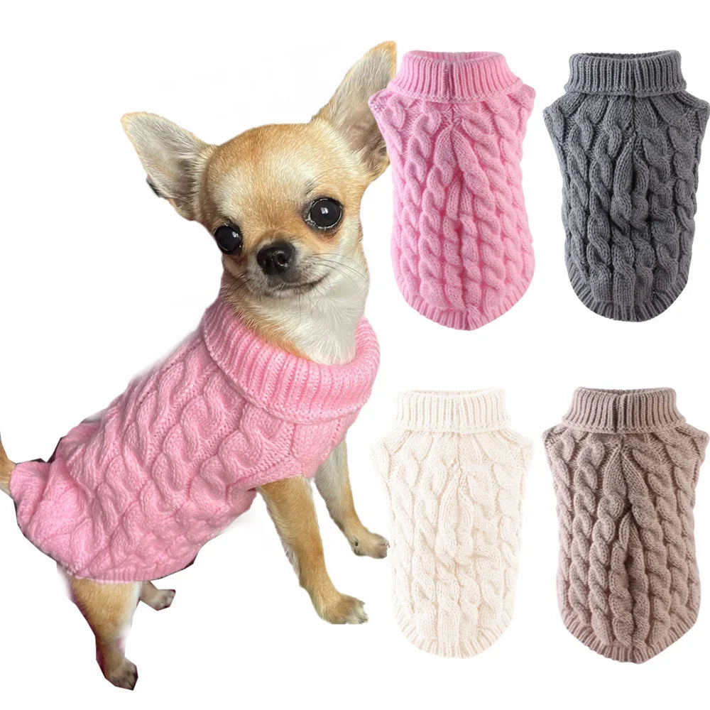 Classic Solid Chihahuau Puppy Dog Sweater for Small Dogs Winter Warm Pet Clothes