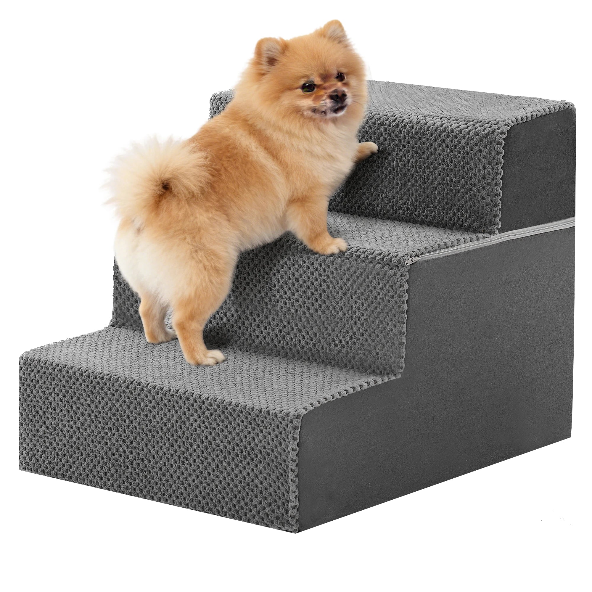 JHK 3-5 Step Right Angled Foam Dog Stairs.  Indoor Non-Slip Pet Ladder Ramp.