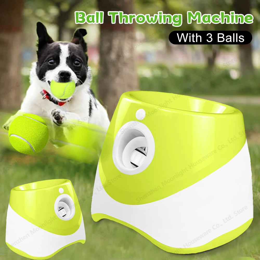 Automatic Dog Ball Thrower, Launcher, Interactive Dog Fetch Machine with 3 Tennis Balls for Indoor/Outdoor Throwing